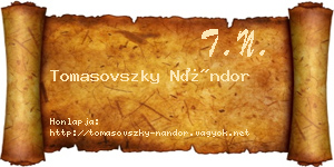 Tomasovszky Nándor névjegykártya