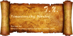 Tomasovszky Nándor névjegykártya
